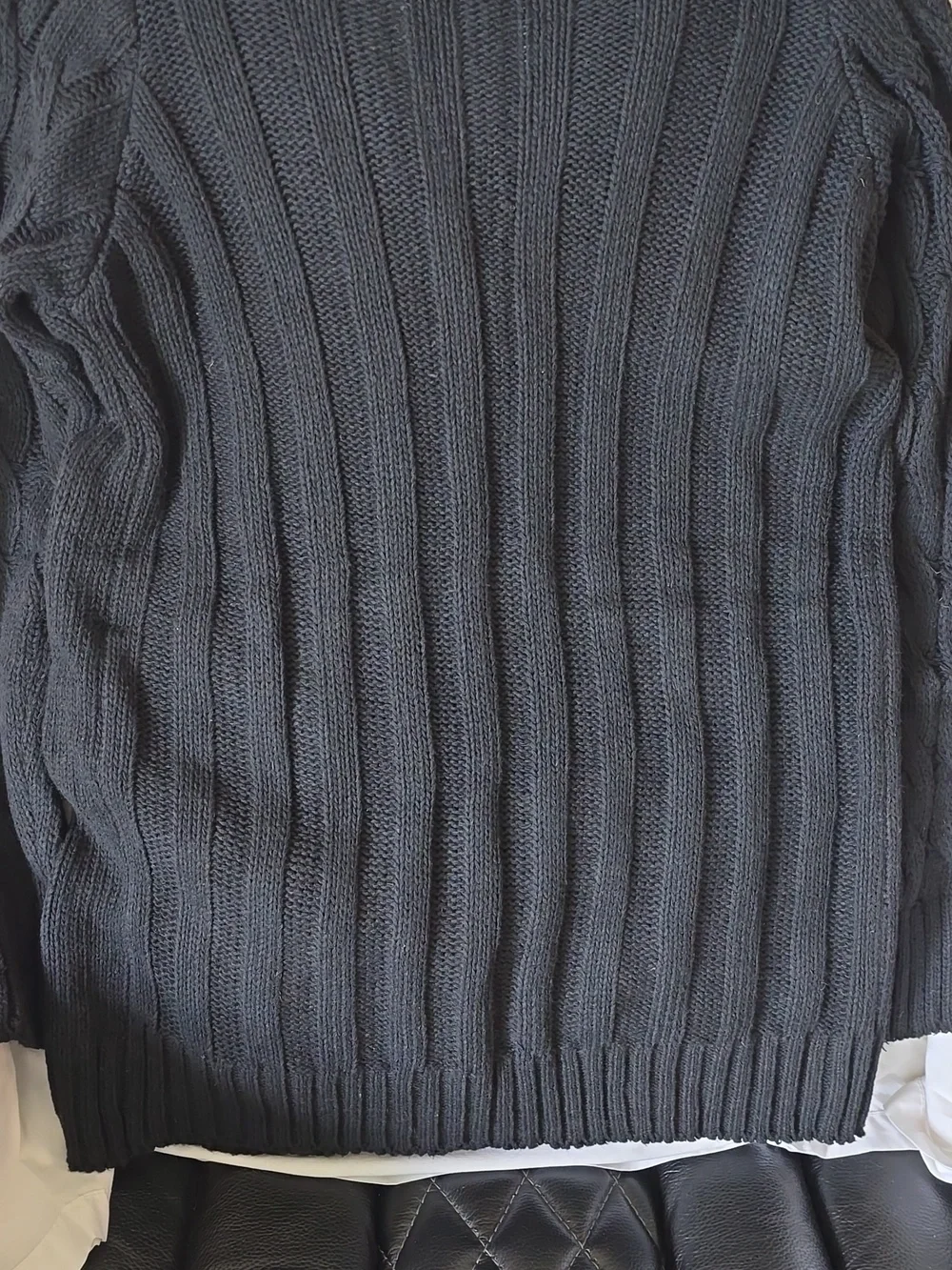Womens XL Cable Knit Shawl Cardigan Sweater - Dark Gray - Picture 2 of 2